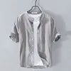 M-4XL  Summer Cotton and Linen Shirt Short Sleeved Thin and Loose Fitting Top Retro Chinese Style Casual Cotton and Linen Shirt