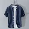 M-4XL  Summer Cotton and Linen Shirt Short Sleeved Thin and Loose Fitting Top Retro Chinese Style Casual Cotton and Linen Shirt