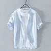 M-4XL  Summer Cotton and Linen Shirt Short Sleeved Thin and Loose Fitting Top Retro Chinese Style Casual Cotton and Linen Shirt