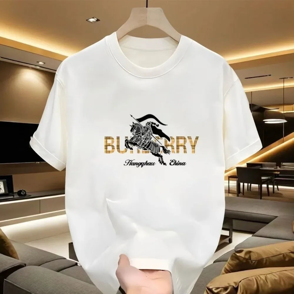 European Trendy Brand Short-sleeved T-shirt Men's Summer Round Neck Loose T-shirt Couple's Casual Printed Trendy Versatile Top