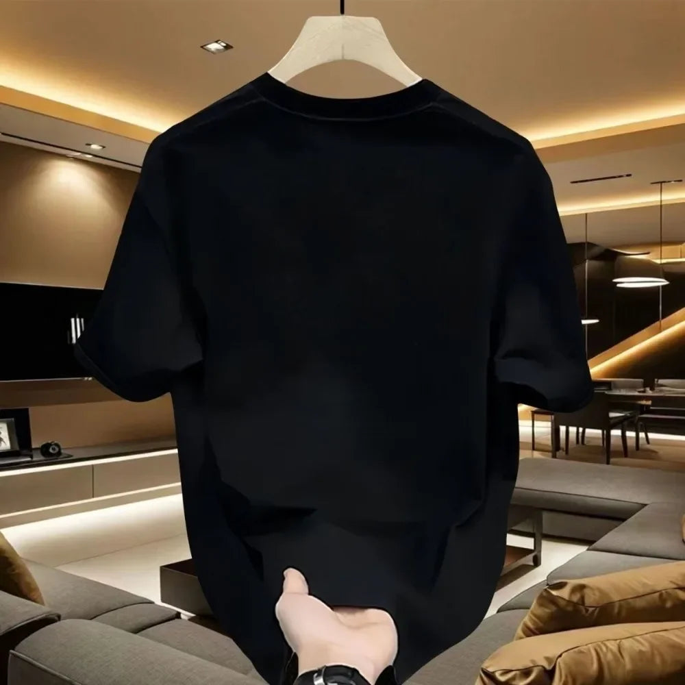 European Trendy Brand Short-sleeved T-shirt Men's Summer Round Neck Loose T-shirt Couple's Casual Printed Trendy Versatile Top