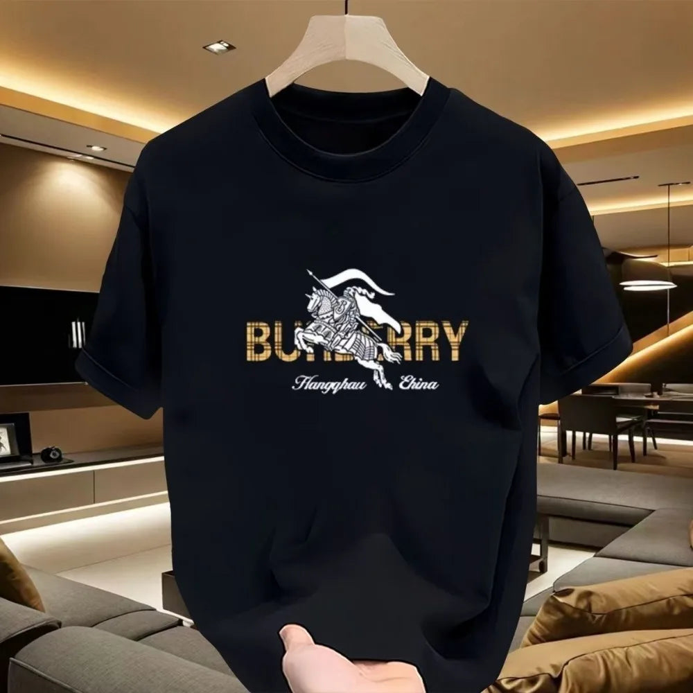 European Trendy Brand Short-sleeved T-shirt Men's Summer Round Neck Loose T-shirt Couple's Casual Printed Trendy Versatile Top