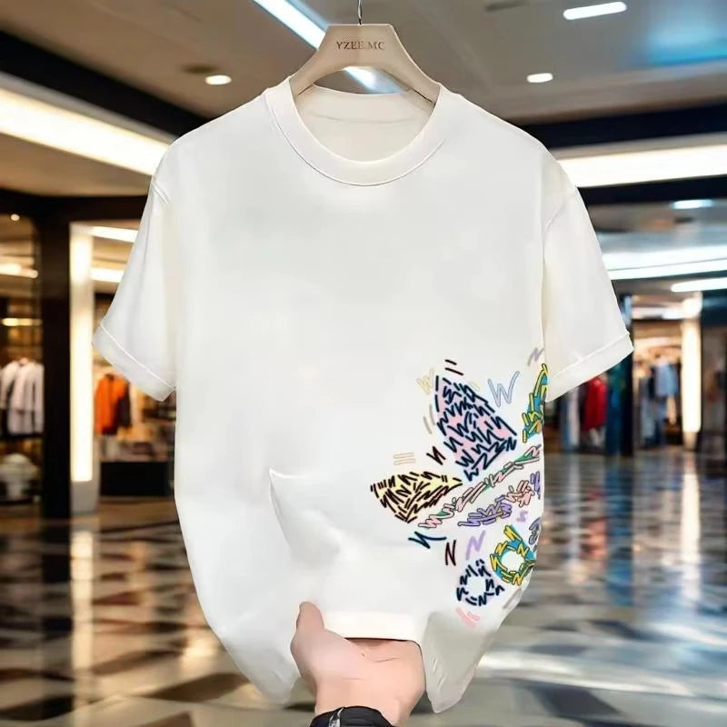 2025 American Short-sleeved Cotton Summer T-shirt Young Men's Women's Ins Tops Loose Round Neck Fashion Ersatile Simple